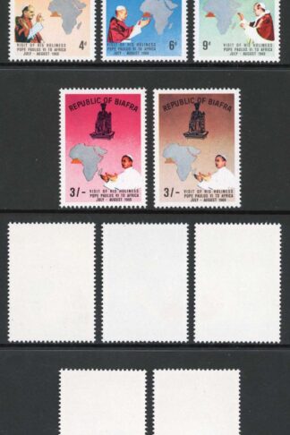 Biafra (Nigeria) S39/42 Pope Paul Set of 4 PLUS the 3/- ERROR of Colour U/M