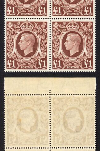 SG478c 1939 One Pound Brown U/M Block of FOUR