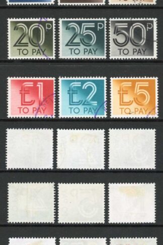 SGD90/D101 1982 Post Due Set of 12 Fine used Cat 10 pounds