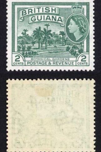 British Guiana SG332 2c Myrtle Green Coil Join Strip of Four (top stamp M/M)