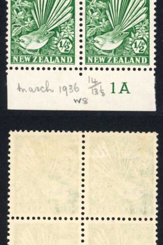 New Zealand SG577 1/2d Wmk Mult NZ Plate Block (2 x U/M)