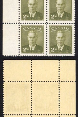 Canada SG415a 2c Olive Green U/M Plate Block