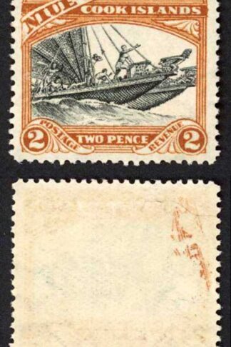Niue SG64w 2d Black and Yellow brown Wmk INVERTED M/M Cat 32 Pounds