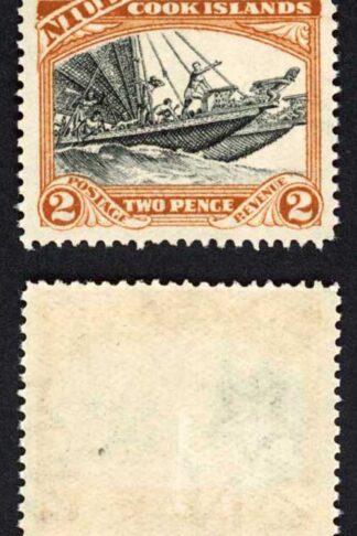 Niue SG64w 2d Black and Yellow brown Wmk INVERTED M/M Cat 32 Pounds