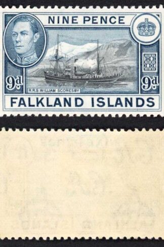 Falkland Is SG159 KGVI 9d Black and Grey-blue M/M Cat 28 pounds