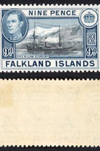Falkland Is SG159 KGVI 9d Black and Grey-blue M/M Cat 28 pounds