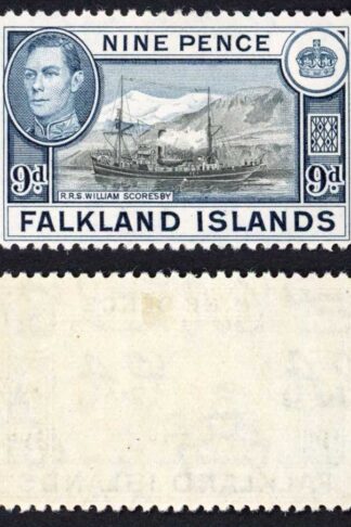 Falkland Is SG159 KGVI 9d Black and Grey-blue M/M Cat 28 pounds