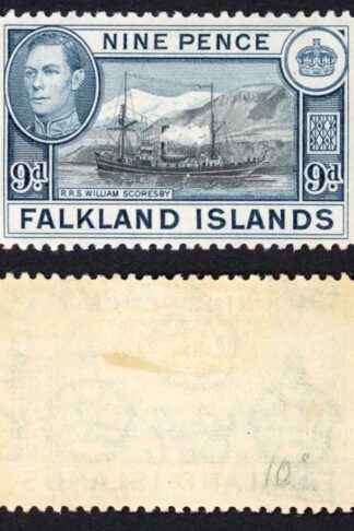 Falkland Is SG159 KGVI 9d Black and Grey-blue M/M Cat 28 pounds
