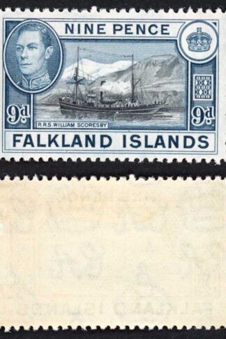 Falkland Is SG159 KGVI 9d Black and Grey-blue M/M Cat 28 pounds