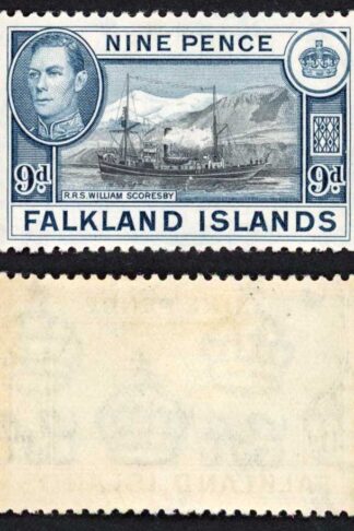 Falkland Is SG159 KGVI 9d Black and Grey-blue M/M Cat 28 pounds