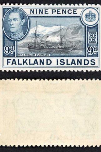 Falkland Is SG159 KGVI 9d Black and Grey-blue M/M Cat 28 pounds