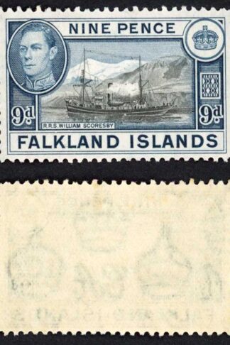 Falkland Is SG159 KGVI 9d Black and Grey-blue M/M Cat 28 pounds