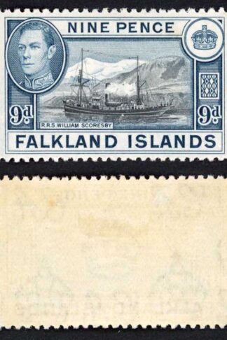 Falkland Is SG159 KGVI 9d Black and Grey-blue M/M Cat 28 pounds