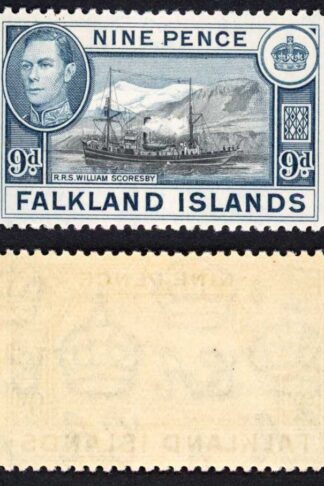 Falkland Is SG159 KGVI 9d Black and Grey-blue M/M Cat 28 pounds