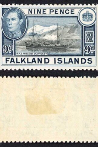 Falkland Is SG159 KGVI 9d Black and Grey-blue M/M Cat 28 pounds