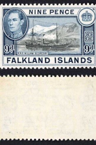 Falkland Is SG159 KGVI 9d Black and Grey-blue M/M Cat 28 pounds