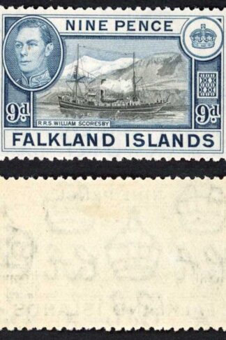 Falkland Is SG159 KGVI 9d Black and Grey-blue M/M Cat 28 pounds