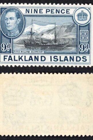 Falkland Is SG159 KGVI 9d Black and Grey-blue M/M Cat 28 pounds