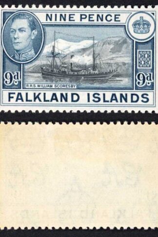 Falkland Is SG159 KGVI 9d Black and Grey-blue M/M Cat 28 pounds