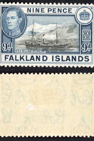 Falkland Is SG159 KGVI 9d Black and Grey-blue M/M Cat 28 pounds