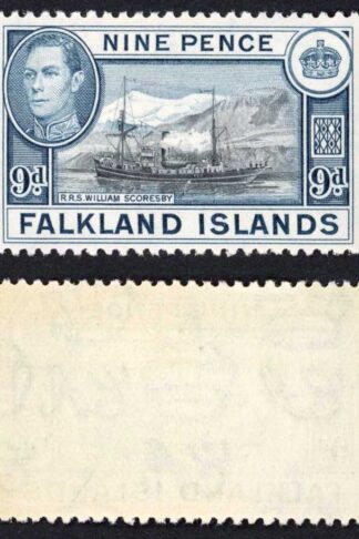 Falkland Is SG159 KGVI 9d Black and Grey-blue M/M Cat 28 pounds