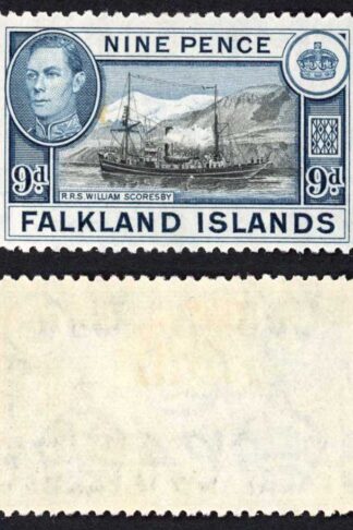 Falkland Is SG159 KGVI 9d Black and Grey-blue M/M Cat 28 pounds