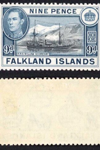 Falkland Is SG159 KGVI 9d Black and Grey-blue M/M Cat 28 pounds