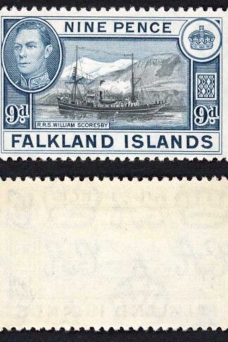 Falkland Is SG159 KGVI 9d Black and Grey-blue M/M Cat 28 pounds
