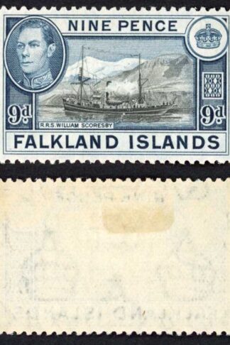 Falkland Is SG159 KGVI 9d Black and Grey-blue M/M Cat 28 pounds