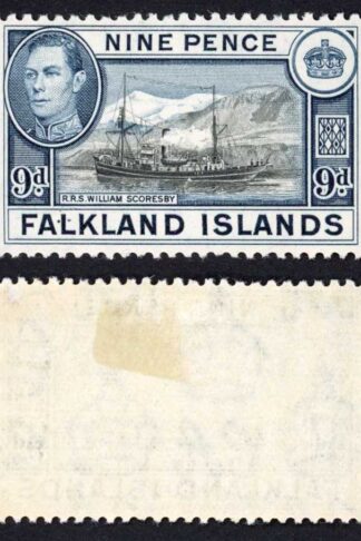 Falkland Is SG159 KGVI 9d Black and Grey-blue M/M Cat 28 pounds
