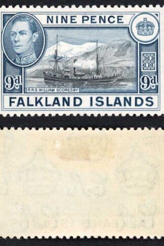 Falkland Is SG159 KGVI 9d Black and Grey-blue M/M Cat 28 pounds