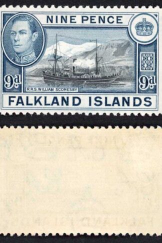 Falkland Is SG159 KGVI 9d Black and Grey-blue M/M Cat 28 pounds