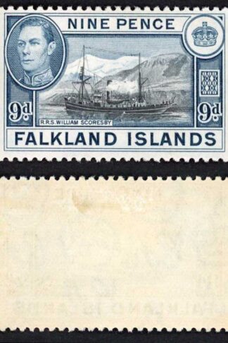Falkland Is SG159 KGVI 9d Black and Grey-blue M/M Cat 28 pounds