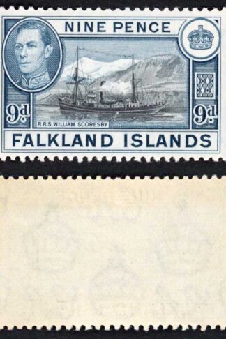 Falkland Is SG159 KGVI 9d Black and Grey-blue M/M Cat 28 pounds