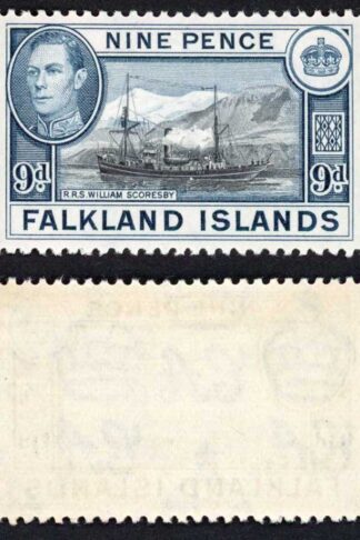 Falkland Is SG159 KGVI 9d Black and Grey-blue M/M Cat 28 pounds