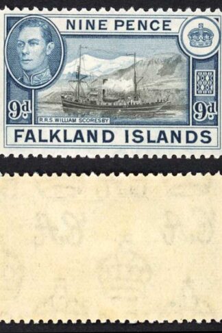 Falkland Is SG159 KGVI 9d Black and Grey-blue M/M Cat 28 pounds