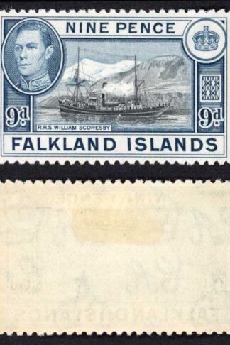 Falkland Is SG159 KGVI 9d Black and Grey-blue M/M Cat 28 pounds