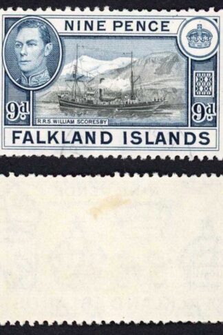 Falkland Is SG159 KGVI 9d Black and Grey-blue M/M Cat 28 pounds