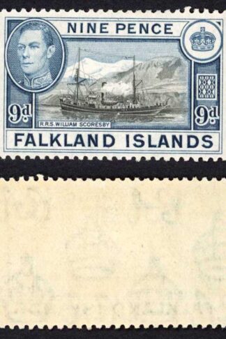 Falkland Is SG159 KGVI 9d Black and Grey-blue M/M Cat 28 pounds