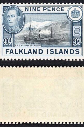 Falkland Is SG159 KGVI 9d Black and Grey-blue M/M Cat 28 pounds