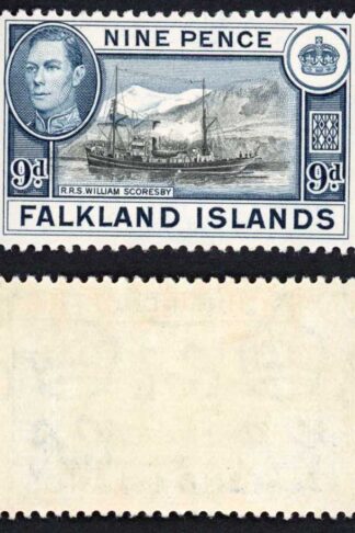 Falkland Is SG159 KGVI 9d Black and Grey-blue M/M Cat 28 pounds