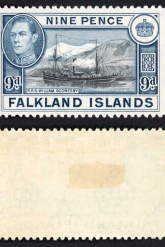 Falkland Is SG159 KGVI 9d Black and Grey-blue M/M Cat 28 pounds