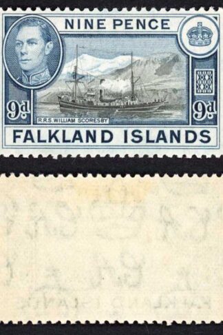 Falkland Is SG159 KGVI 9d Black and Grey-blue M/M Cat 28 pounds