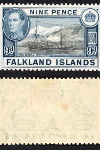 Falkland Is SG159 KGVI 9d Black and Grey-blue M/M Cat 28 pounds