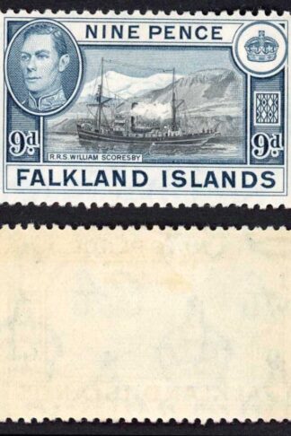 Falkland Is SG159 KGVI 9d Black and Grey-blue M/M Cat 28 pounds