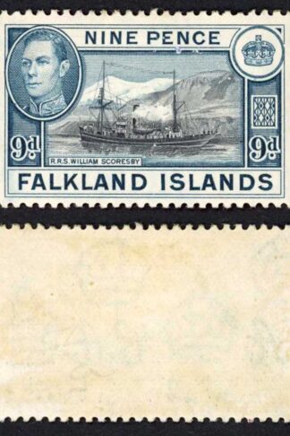 Falkland Is SG159 KGVI 9d Black and Grey-blue M/M (toned gum) Cat 28 pounds