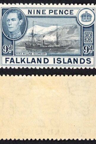 Falkland Is SG159 KGVI 9d Black and Grey-blue M/M (toned gum) Cat 28 pounds