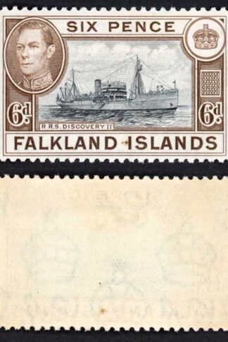 Falkland Is SG155a KGVI 6d Black and sepia M/M Cat 8 pounds