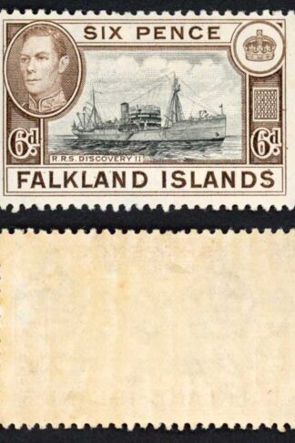 Falkland Is SG155a KGVI 6d Black and sepia M/M Cat 8 pounds