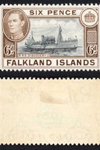 Falkland Is SG155a KGVI 6d Black and sepia M/M Cat 8 pounds